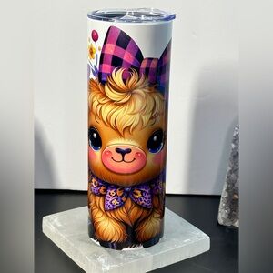 Highland Cow Tumbler 20oz | Cute Farm Cow Skinny Cup | Insulated Drinkware